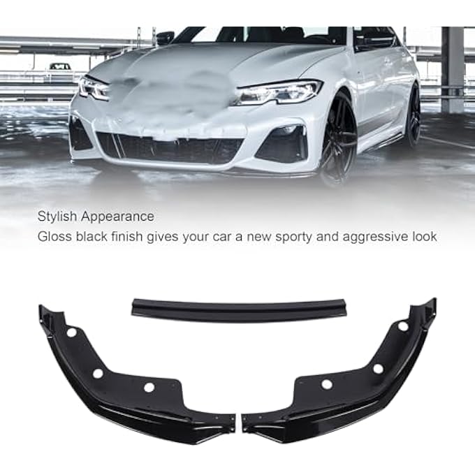 Eujgoov Front Bumper Lip Splitter for 3 Series G20 G21, ABS Gloss Black Spoiler with Improved Aerodynamics, Easy Installation for 320i 330i 330e M340i 2019-2022 - Image 2