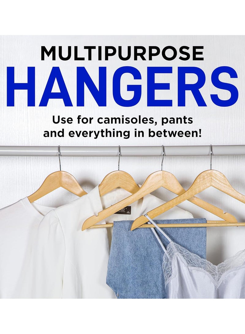 CityRiya-Long Wooden Hanger 50 Pieces Non-Slip Coat Hangers Suit Hangers Heavy Duty Robe Hangers for Closet Versatile Closet Space-Saving Hanger Pant Bar Clothes Hangers for Shirts, Jackets, Dress, Pants - Image 5