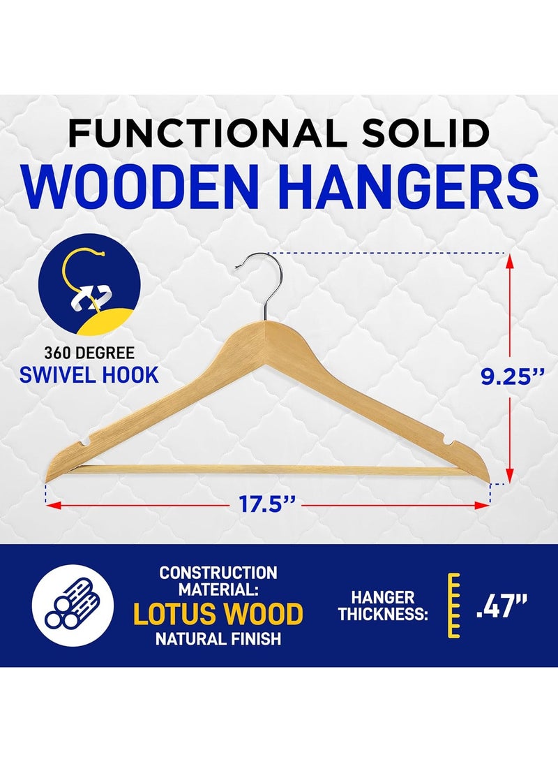 CityRiya-Long Wooden Hanger 50 Pieces Non-Slip Coat Hangers Suit Hangers Heavy Duty Robe Hangers for Closet Versatile Closet Space-Saving Hanger Pant Bar Clothes Hangers for Shirts, Jackets, Dress, Pants - Image 2