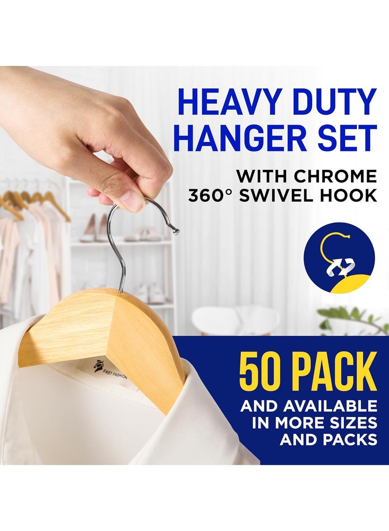 CityRiya-Long Wooden Hanger 50 Pieces Non-Slip Coat Hangers Suit Hangers Heavy Duty Robe Hangers for Closet Versatile Closet Space-Saving Hanger Pant Bar Clothes Hangers for Shirts, Jackets, Dress, Pants - Image 4