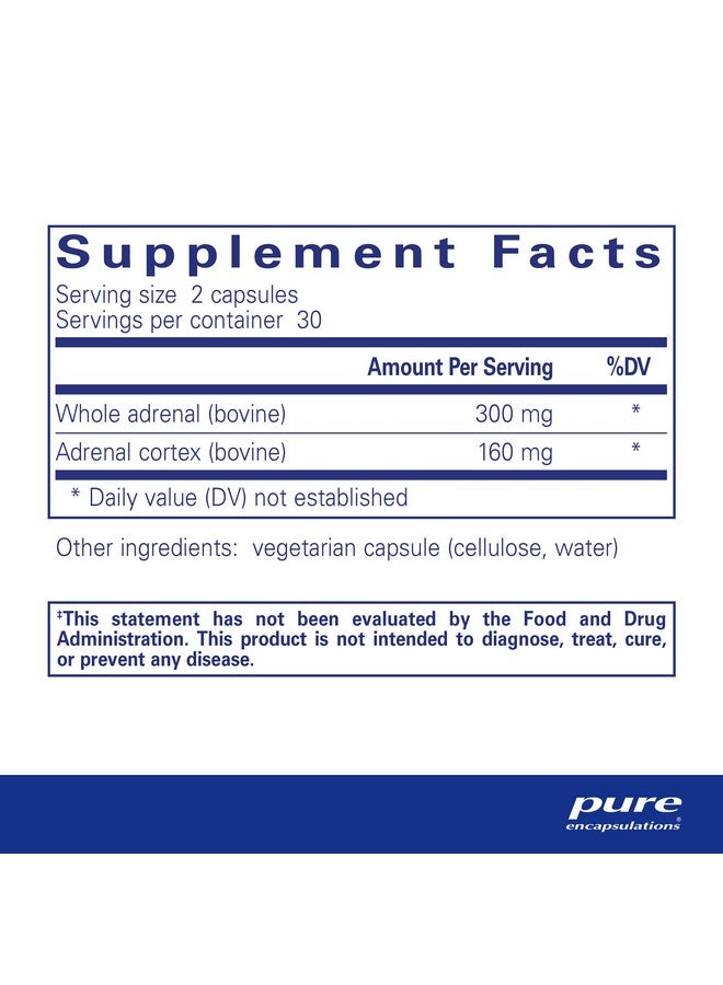 Pure Encapsulations Adrenal Cortex Supplement - Supplement to Support Cortisol Health, Energy Levels, Stress Moderation, and Gland Function - with Bovine Whole Adrenal & Cortex - 60 Capsules* - Image 2