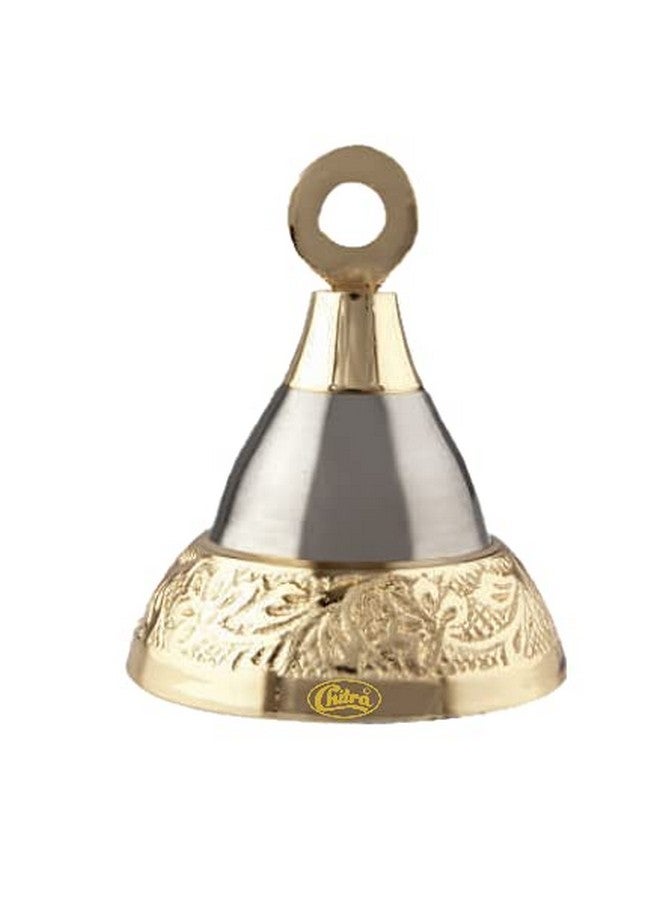 Chitra Brass Decorative Designer Bell for Pooja Rooms Pack of 6 (Gold Silver, 38mm) - Image 2