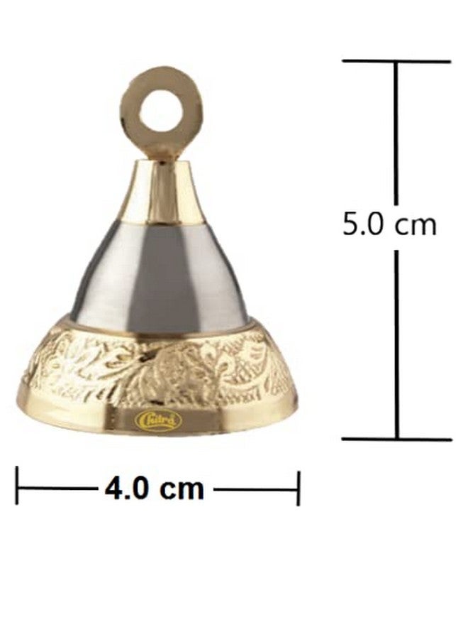 Chitra Brass Decorative Designer Bell for Pooja Rooms Pack of 6 (Gold Silver, 38mm) - Image 3