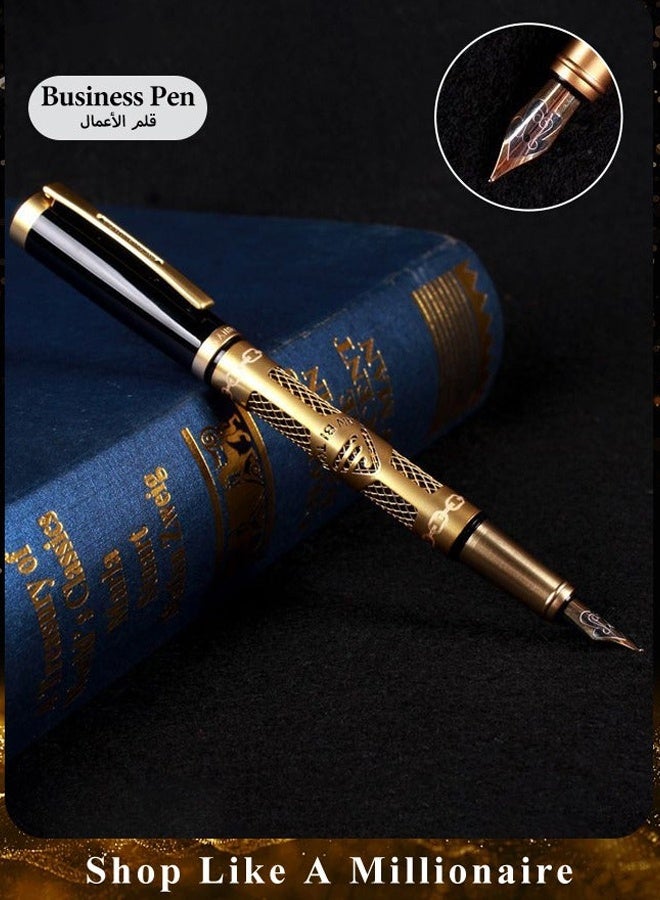 Business Metal Fountain Pen with Ergonomic Grip Pen Gift Smooth Writing Pen Calligraphy Pen for Signature School Office Gift Supplies - Image 1
