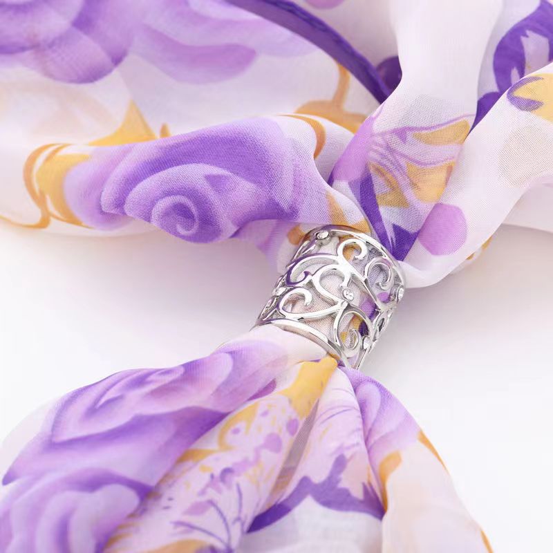 New Versatile Scarf Clip Floral Hollow Business Shawl Wrap Holder 118 silver  - Image 4