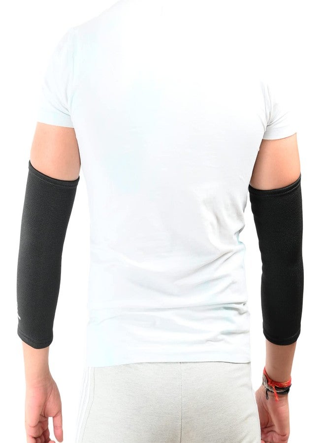 K SQUARIANS Elbow Support Large Pack of 2 | Compression Sleeves Arm Brace for Sports, Gym, Joint Pain, Tendonitis and Weightlifting | Elbow Sleeves Band for Pain Relief | Black Elbow Support for Men & Women - Image 2