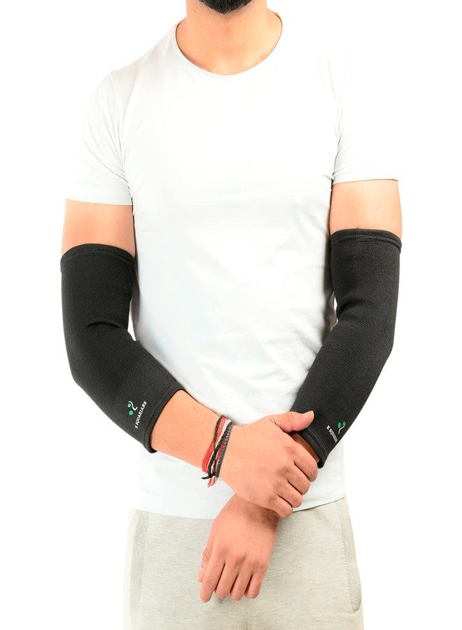 K SQUARIANS Elbow Support Large Pack of 2 | Compression Sleeves Arm Brace for Sports, Gym, Joint Pain, Tendonitis and Weightlifting | Elbow Sleeves Band for Pain Relief | Black Elbow Support for Men & Women - Image 1