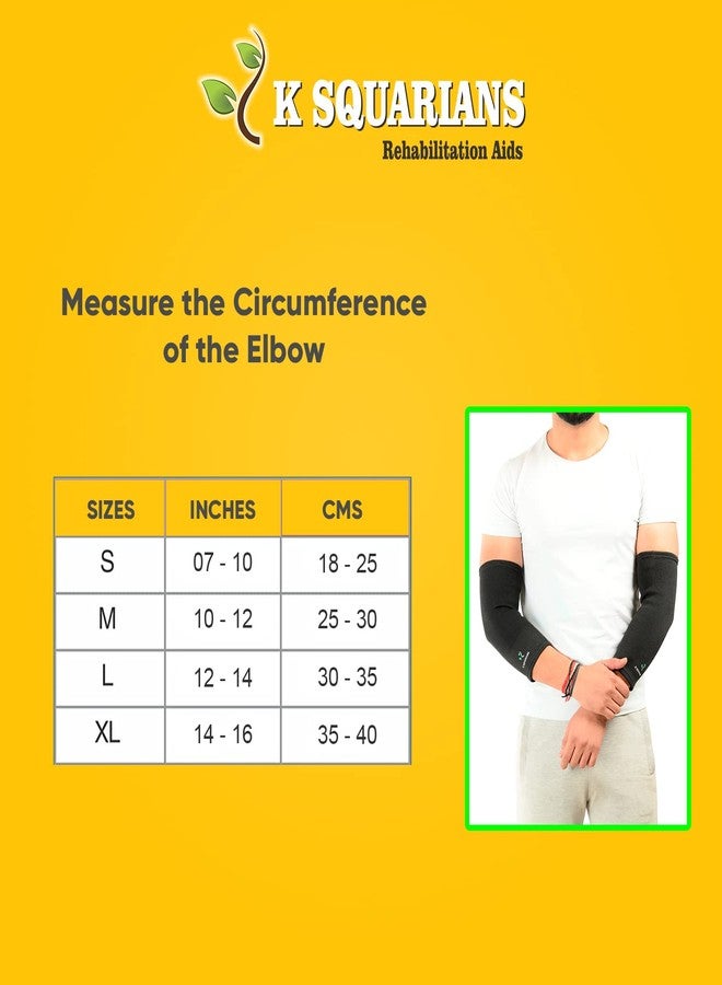 K SQUARIANS Elbow Support Large Pack of 2 | Compression Sleeves Arm Brace for Sports, Gym, Joint Pain, Tendonitis and Weightlifting | Elbow Sleeves Band for Pain Relief | Black Elbow Support for Men & Women - Image 4