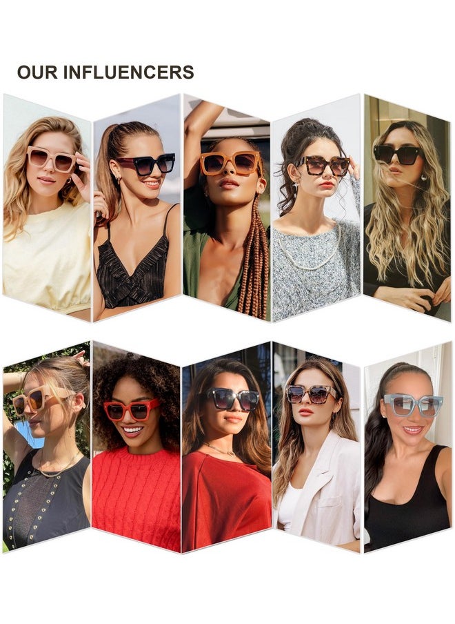 Sojos Vintage Oversized Square Sunglasses For Womenretro Womens Luxury Big Sun Glasses Uv400 Protection Sj2194 Cream Brown  - Image 2