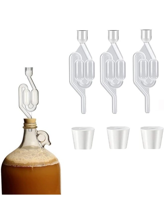 Sylqvxh 3 Pack S-Shape Airlock for Fermentation with 3 Stoppers Bubble Sealing Valve Airlock for Home DIY Fermentation,Airlocks for Fermenting - Image 1