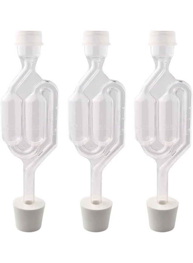 Sylqvxh 3 Pack S-Shape Airlock for Fermentation with 3 Stoppers Bubble Sealing Valve Airlock for Home DIY Fermentation,Airlocks for Fermenting - Image 2
