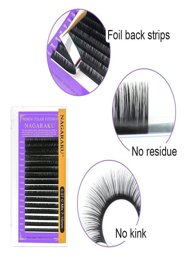 NAGARAKU Eyelash Extensions thickness 0.03mm from BELLE GAGA™ 1 Tray Individual Lashes Classic Matte Black 16 Rows Professional Beauty Salon Supplies (12mm, Curl-C) - Image 3