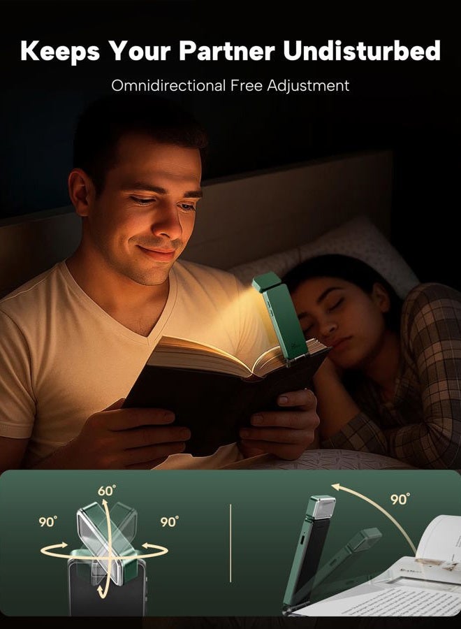 86lux Reading Light, Rechargable Book Light for Reading in Bed, Ultralight Clip-on LED Bookmark Lamp with 3 Amber Colors & Stepless Dimming for Night Reading for Book Lovers, Kids, Green… - Image 4