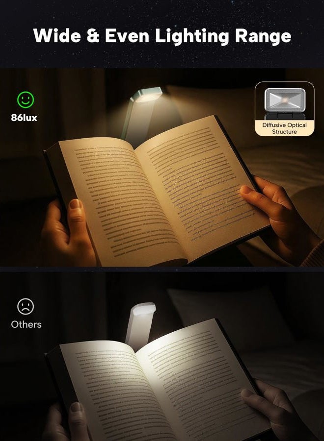 86lux Reading Light, Rechargable Book Light for Reading in Bed, Ultralight Clip-on LED Bookmark Lamp with 3 Amber Colors & Stepless Dimming for Night Reading for Book Lovers, Kids, Green… - Image 2