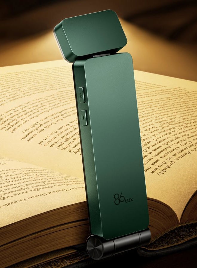 86lux Reading Light, Rechargable Book Light for Reading in Bed, Ultralight Clip-on LED Bookmark Lamp with 3 Amber Colors & Stepless Dimming for Night Reading for Book Lovers, Kids, Green… - Image 1