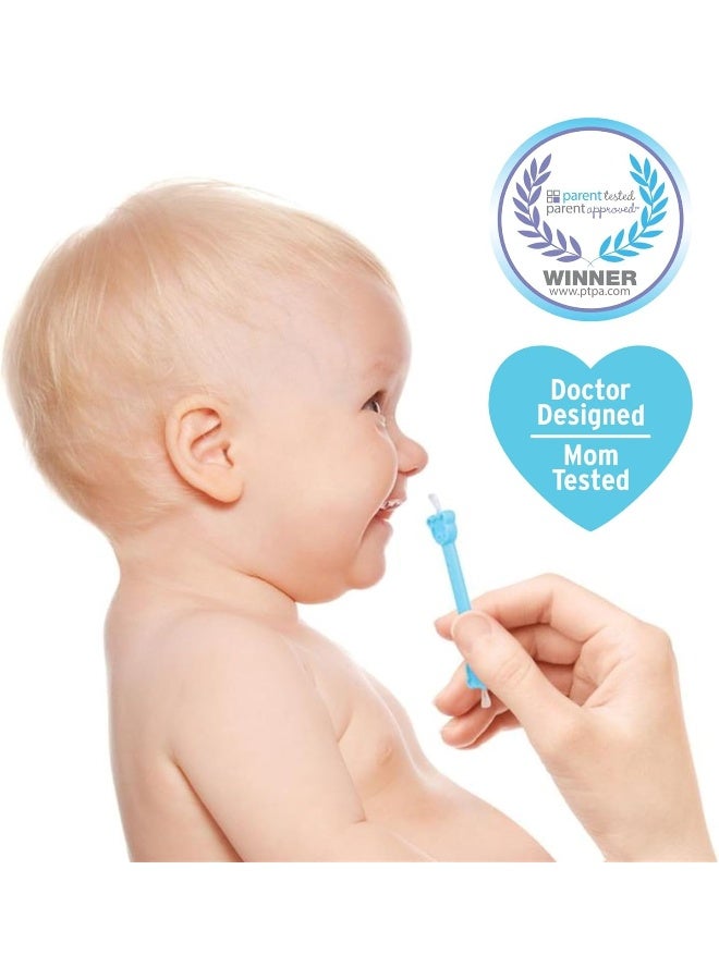 oogiebear - Nose and Ear Gadget. Safe, Easy Nasal Booger and Ear Cleaner for Newborns and Infants. Dual Earwax and Snot Remover. Aspirator Alternative - 2 pack with case - BLUE - Image 4