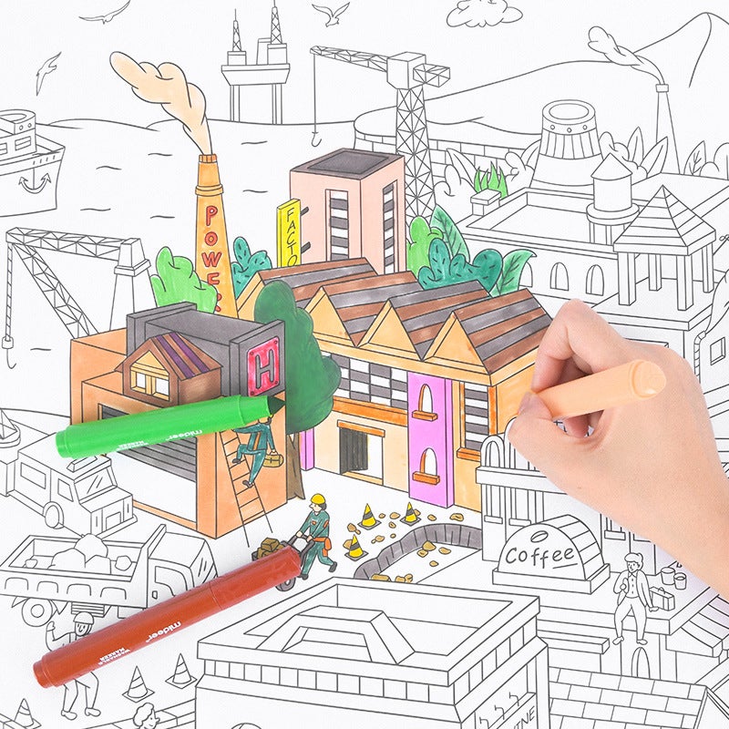 Mideer Milu Children'S Graffiti Theme Scene Painting Coloring Paper Baby Graffiti Coloring Painting 10 M Painting Paper - Image 3