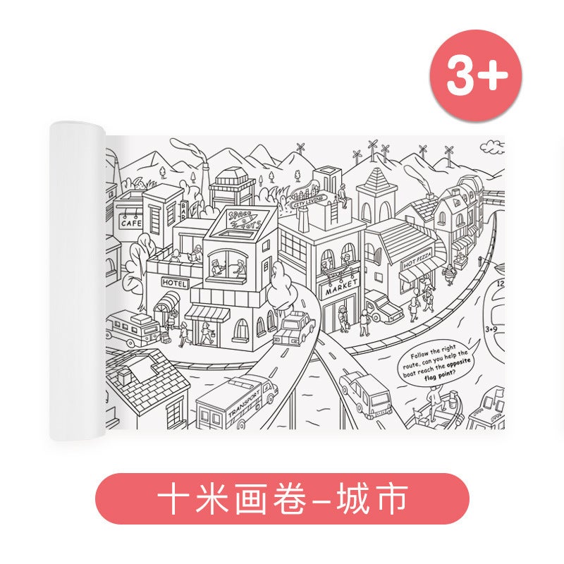 Mideer Milu Children'S Graffiti Theme Scene Painting Coloring Paper Baby Graffiti Coloring Painting 10 M Painting Paper - Image 1