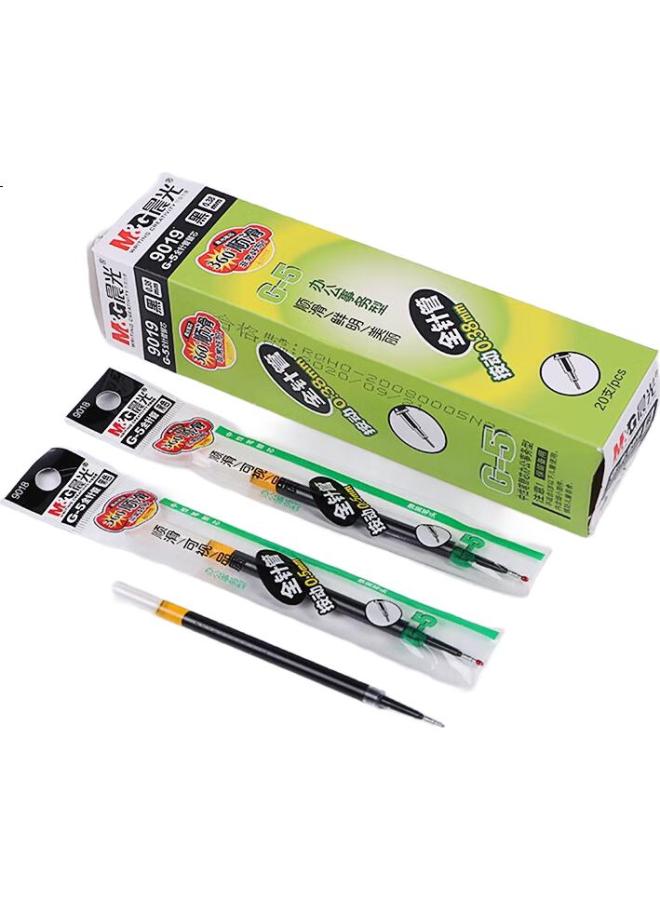 M.G Chenguang (M&G) 0.38Mm Blue Gel Pen Refill, Push-Button Style, Smooth Writing, G-5 Full Needle Tube Pen Tip, Ink Refill 9019B, 20 Pieces (1 Eraser Included) - Image 1