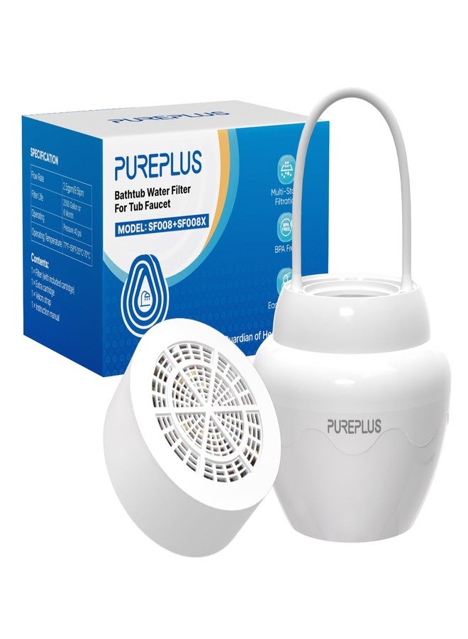 Pure Plus PUREPLUS Bathtub Bath Water Filter for Tub with 1 Extra Replacement Filter,11 Stages Kinder Filter,2500 Gallons Filtration,Remove Contaminants,Softer Skin & Hair,Reduce Chlorine & Heavy Metal,BPA Free - Image 1