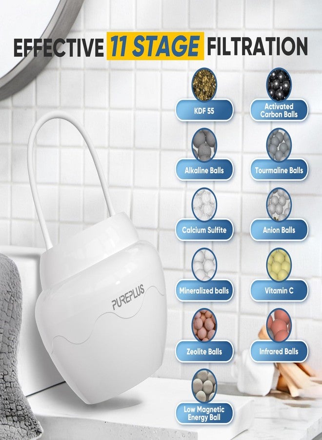 Pure Plus PUREPLUS Bathtub Bath Water Filter for Tub with 1 Extra Replacement Filter,11 Stages Kinder Filter,2500 Gallons Filtration,Remove Contaminants,Softer Skin & Hair,Reduce Chlorine & Heavy Metal,BPA Free - Image 2