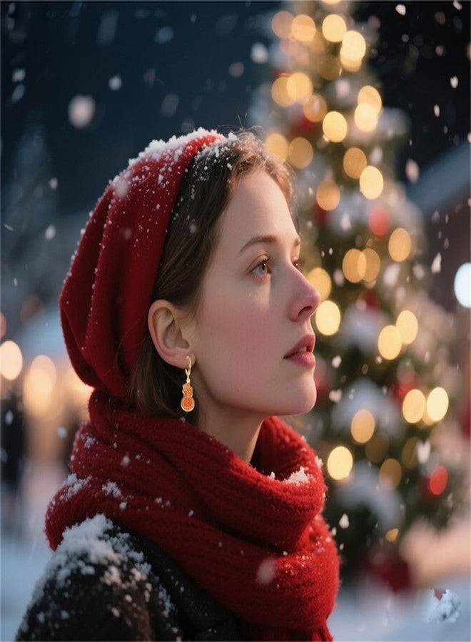 RLHRNDE 12 Pairs Gingerbread Man Earrings for Women Exquisite Brown Enamel Christmas Trees Bow Snowflake Bells Elk Candy Hoop Earrings Xmas Holiday Earring Festival Jewelry Gifts (Christmas) - Image 5