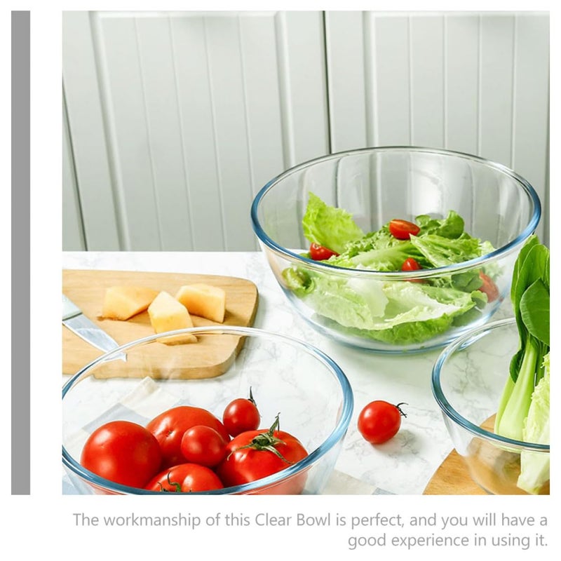 Large Glass Salad Bowl 2700ml Microwave Safe Multi Use Serving Bowl For Kitchen Dining - Image 3