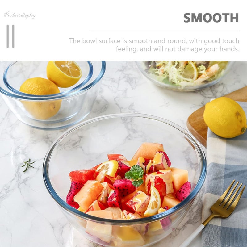 Large Glass Salad Bowl 2700ml Microwave Safe Multi Use Serving Bowl For Kitchen Dining - Image 4