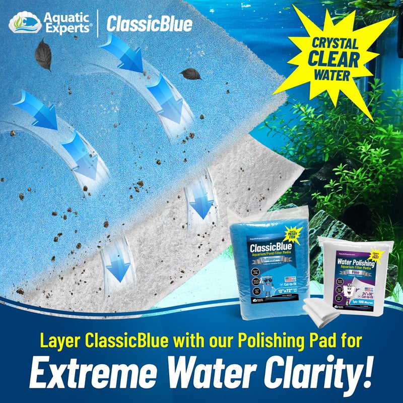 Aquatic Experts Classic Bonded Aquarium Filter Pad -12 Inches by 72 Inches by .75 Inch - Blue and White Aquarium Filter Media Roll Bulk Can Be Cut to Fit Most Filters, Made in USA - Image 4