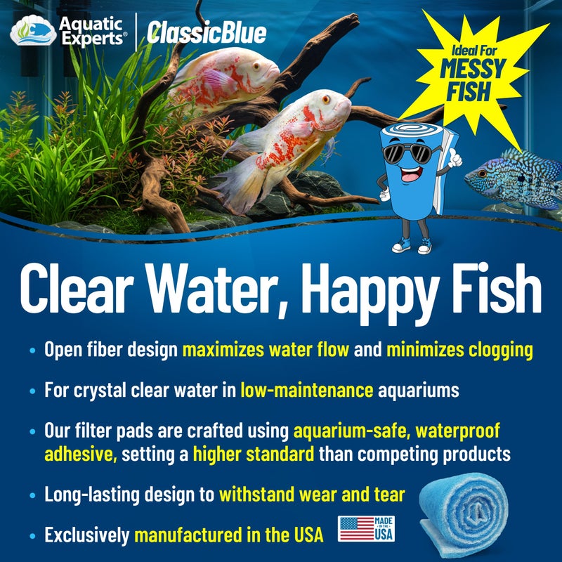 Aquatic Experts Classic Bonded Aquarium Filter Pad -12 Inches by 72 Inches by .75 Inch - Blue and White Aquarium Filter Media Roll Bulk Can Be Cut to Fit Most Filters, Made in USA - Image 2