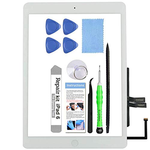 TSIOFO for iPad 6 (6th Gen 2018) A1893 A1954 Screen Replacement Glass Touch Digitizer Repair Kit with Home Button & Tools - Only for iPad 6 6th Generation (White) - Image 1