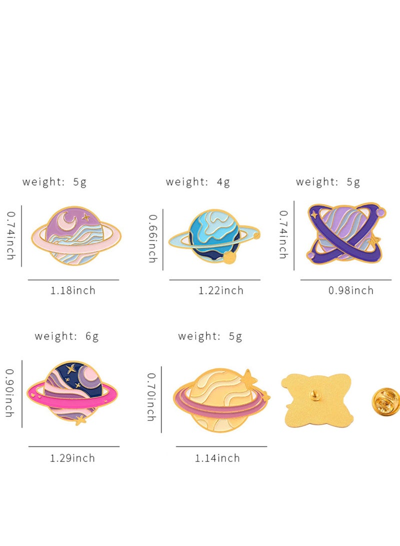 KASTWAVE Enamel Pins, Cartoon Universe Planets Space System Alloy Brooch Exquisite Pink Star Planet Badge Lapel Pins for Men and Women Backpack Jacket Clothing, Etc. (5 Pieces)  - Image 5