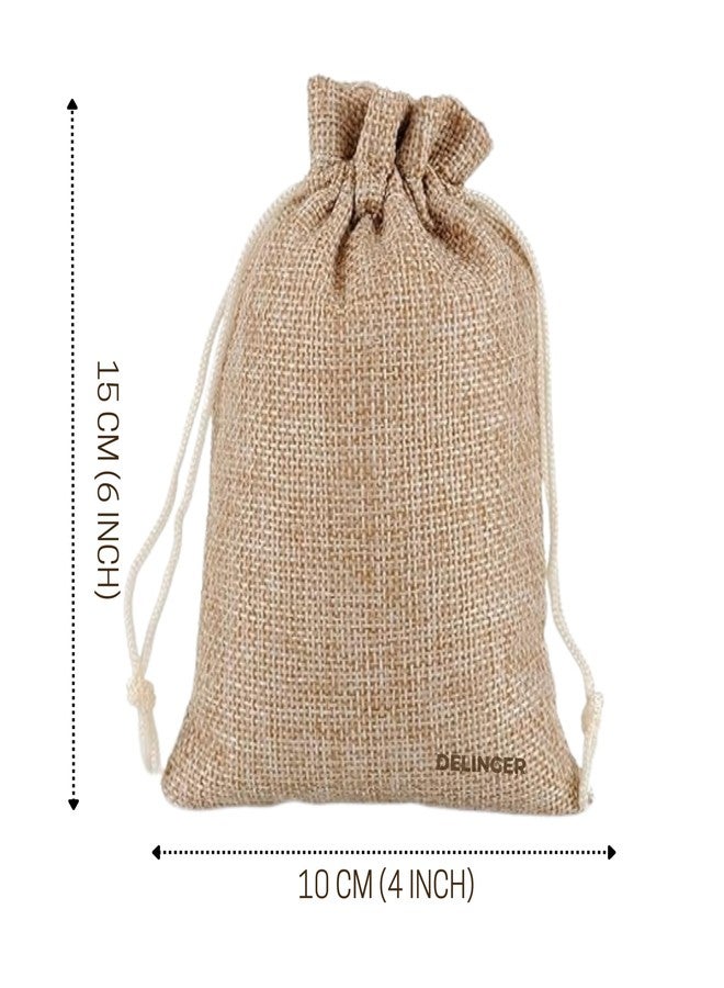 DELINGER 4x6 Inch Jute Drawstring Potli Bags – Reusable Gift Pouches for Weddings, Parties, Festivals, Travel & Storage – Durable, Handmade (Natural Jute Color Pack Of 30, 4x6 Inch) - Image 2