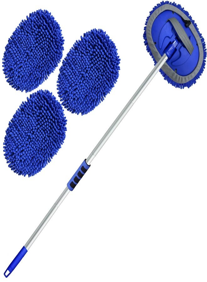 Wontolf 62'' Car Wash Brush with Long Handle Chenille Microfiber Car Wash Mop Mitt Kit Scratch-Free Car Cleaning Brush Kit Car Care Kits with Replacement Head Supplies for Cars RV Truck Boat - Image 1