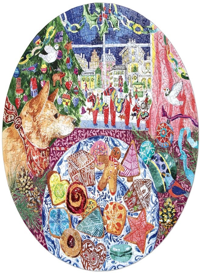 إيبو أحجية إيبو 500 قطعة - أحجية كعكة عيد الميلاد للكبار، دائرية بقطر 23 بوصة، مصنوعة من ورق مقوى معاد تدويره وحبر نباتي. - Image 3