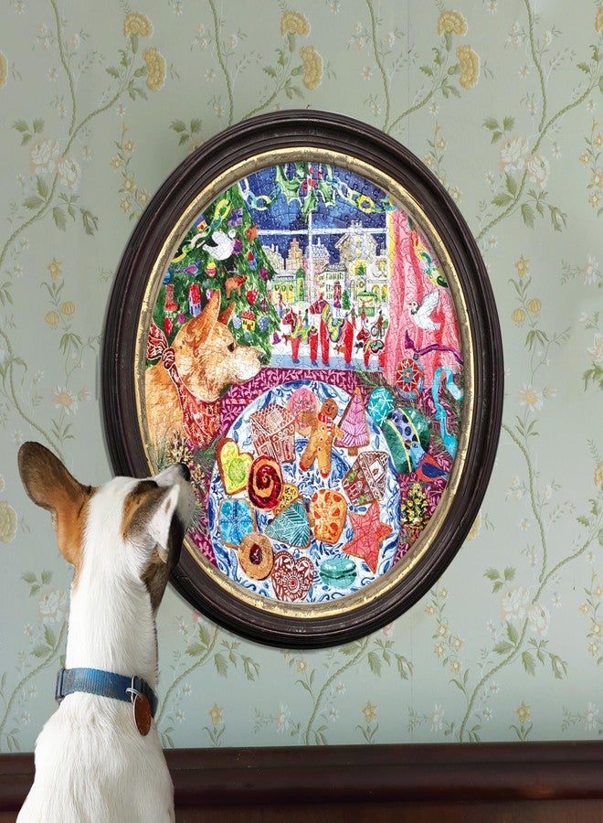 إيبو أحجية إيبو 500 قطعة - أحجية كعكة عيد الميلاد للكبار، دائرية بقطر 23 بوصة، مصنوعة من ورق مقوى معاد تدويره وحبر نباتي. - Image 5