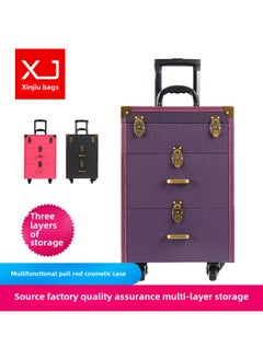 Generic Manufacturers Supply High-grade Beauty Tattoo Toolbox Nail Art Special Universal Wheel Wear-resistant Multi-layer Pull Rod Cosmetic Case-Color:Black Water Cube (819)  - Image 3