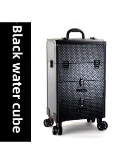 Manufacturers Supply High-grade Beauty Tattoo Toolbox Nail Art Special Universal Wheel Wear-resistant Multi-layer Pull Rod Cosmetic Case-Color:Black Water Cube (819)