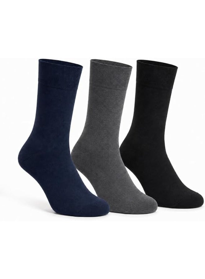 Nileton Men’s Classic Cotton Socks – Pack of 3 – Soft Breathable Mid-Calf Dress, Casual & Classic Socks for Men Everyday Wear - Image 1
