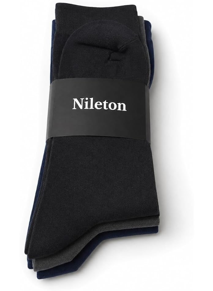 Nileton Men’s Classic Cotton Socks – Pack of 3 – Soft Breathable Mid-Calf Dress, Casual & Classic Socks for Men Everyday Wear - Image 2