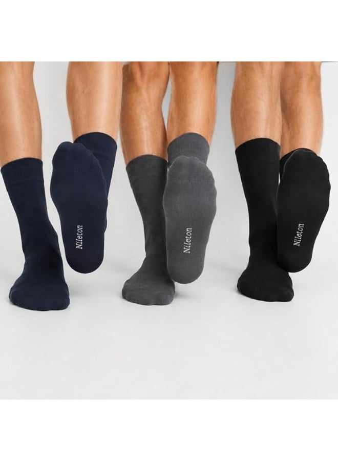 Nileton Men’s Classic Cotton Socks – Pack of 3 – Soft Breathable Mid-Calf Dress, Casual & Classic Socks for Men Everyday Wear - Image 5