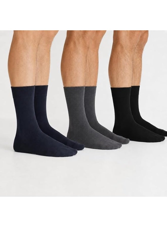 Nileton Men’s Classic Cotton Socks – Pack of 3 – Soft Breathable Mid-Calf Dress, Casual & Classic Socks for Men Everyday Wear - Image 4