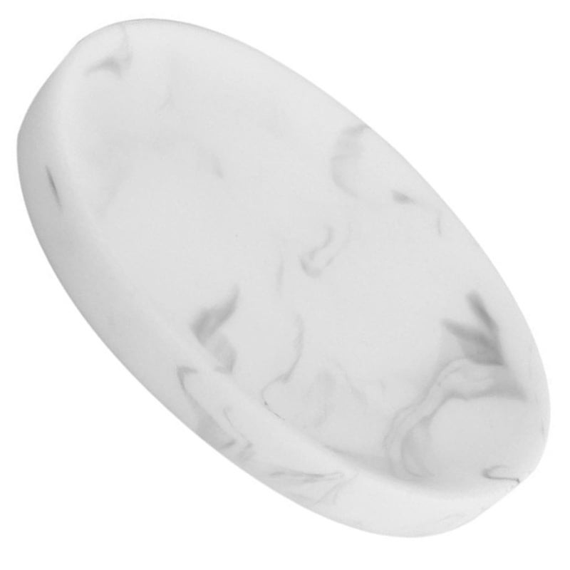 White Marble Pattern Soap Dish with Drainage Round Bar Soap Holder for Hotel Home Bathroom - Image 2
