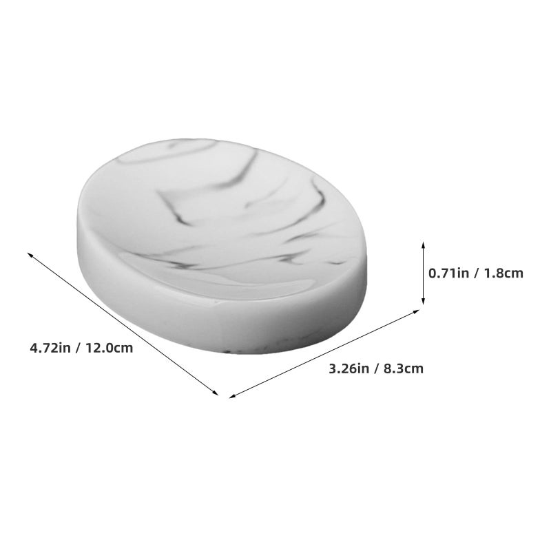 White Marble Pattern Soap Dish with Drainage Round Bar Soap Holder for Hotel Home Bathroom - Image 3