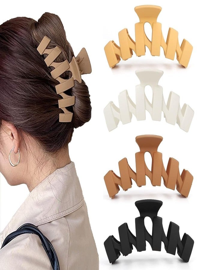 RHOSYN HAIR ACCESSORIES Matte Zig Zag Hair Clutchers Clips, Korean Style Hair Barrettes For Thick/Thin Hairs (PACK OF 4 ANY COLORS) - Image 1