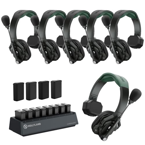 HollyView Hollyland Solidcom SE PRO 6-Users ENC Noise Cancellation Wireless Intercom Headset System 1312ft Team Communication with 3.5mm Single Ear Headset for Movie Shoot Live Show (1.9GHz Version) - Image 1