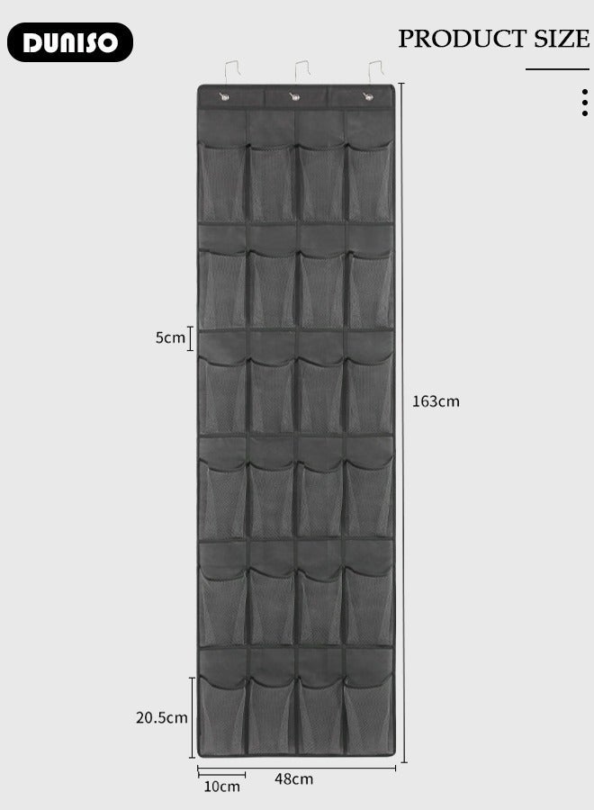 DUNISO Over The Door Shoe Organizer, Large Capacity Over The Door Organizer Storage, Hanging Shoe Organizer with 24 Mesh Large Pockets, Space-Saving Hanging Storage Organizer, Foldable Hanging Shelf for Toys, Clothes - Image 4