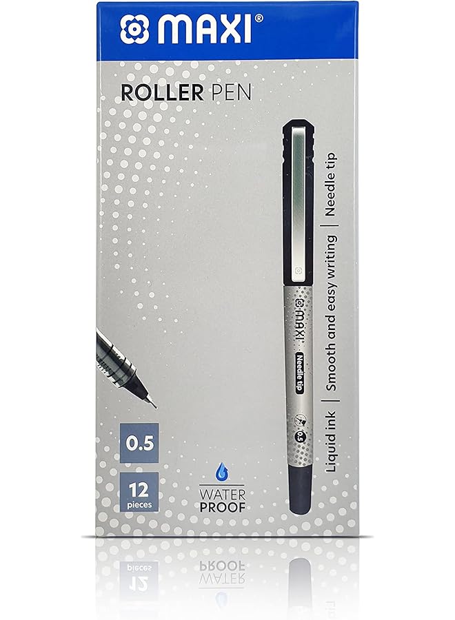 Maxi Roller Pen 0.5Mm Needle Tip Box Of 12Pc Black - Image 1