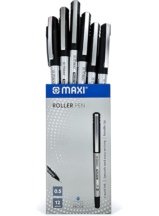 Maxi Roller Pen 0.5Mm Needle Tip Box Of 12Pc Black - Image 2