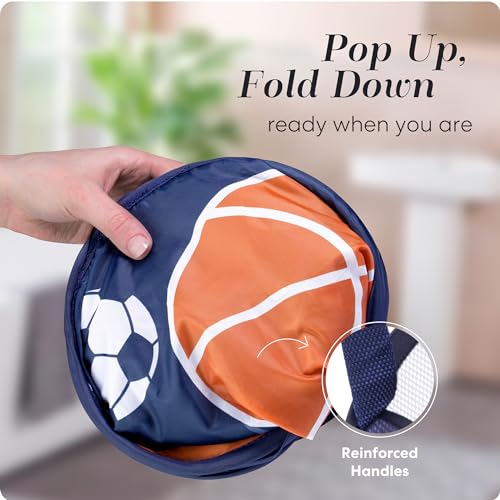 Handy Laundry Collapsible Mesh Pop Up Hamper with Wide Opening and Side Pocket - Breathable, Sturdy, Foldable, and Space-Saving Design for Clothes and Storage (Sports) - Image 3